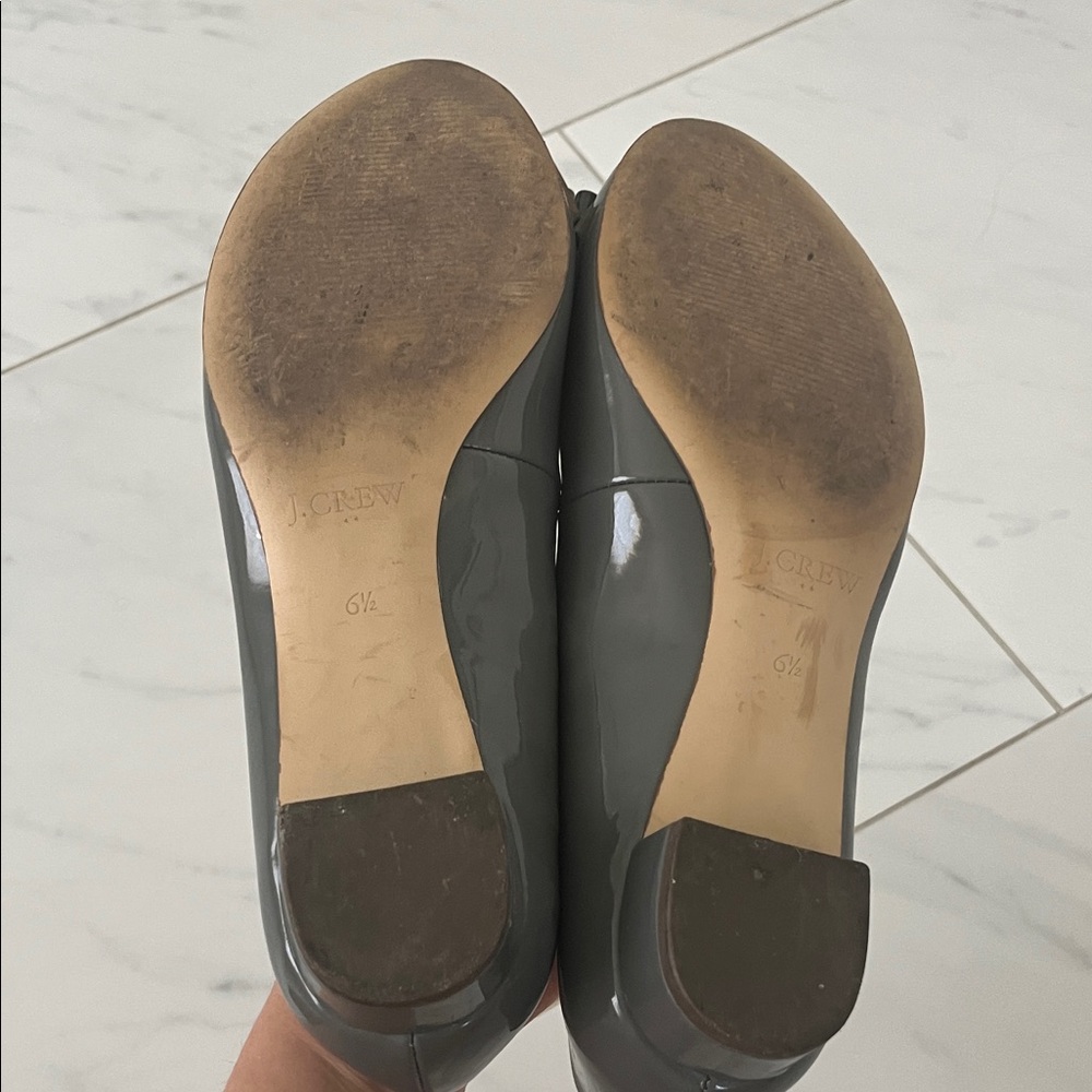 J. Crew Charcoal Patent Leather Flats with Bow - Picture 7 of 7
